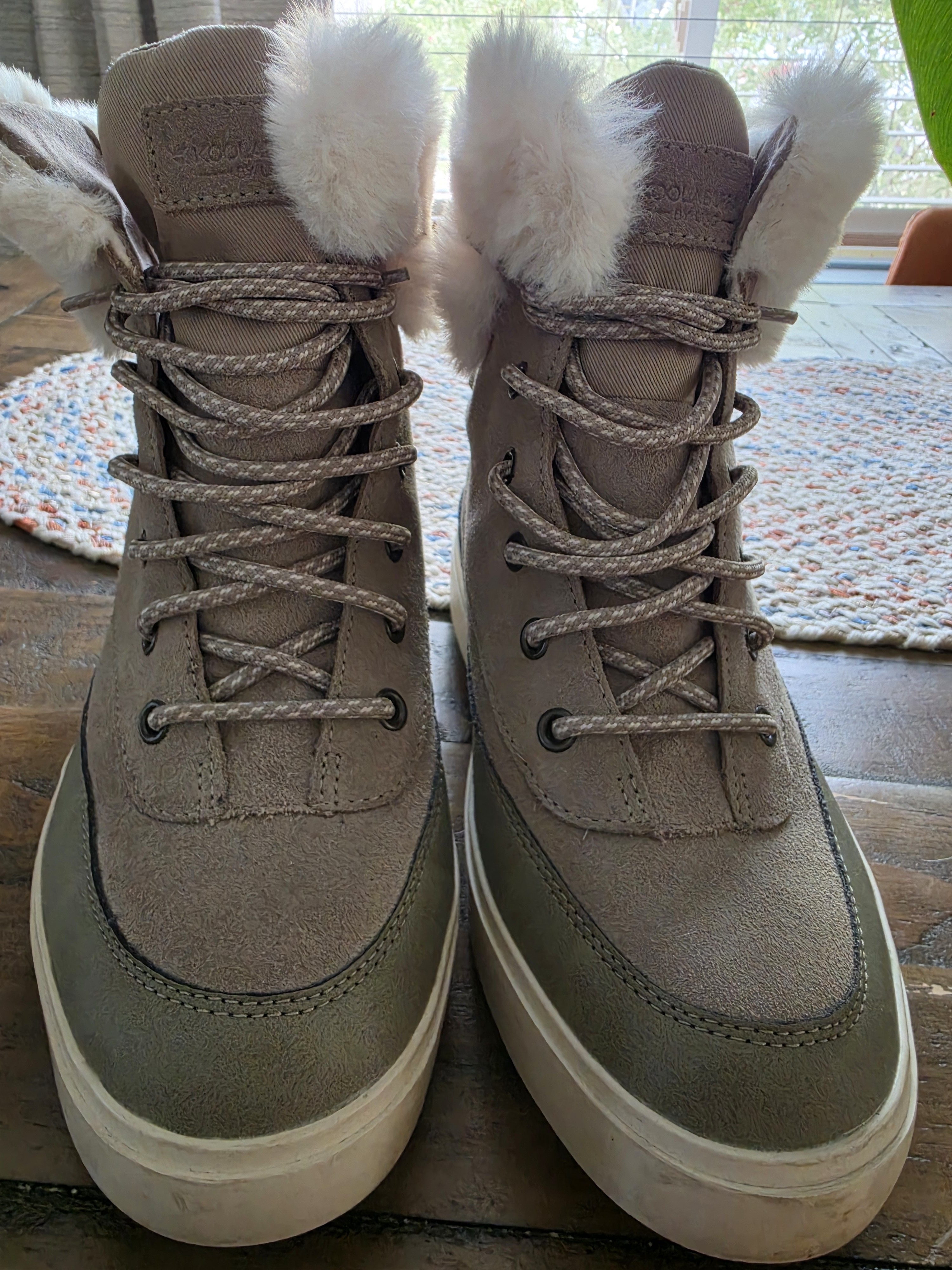 Koolaburra Taupe Lace-Up Faux Fur Collar Winter Boots